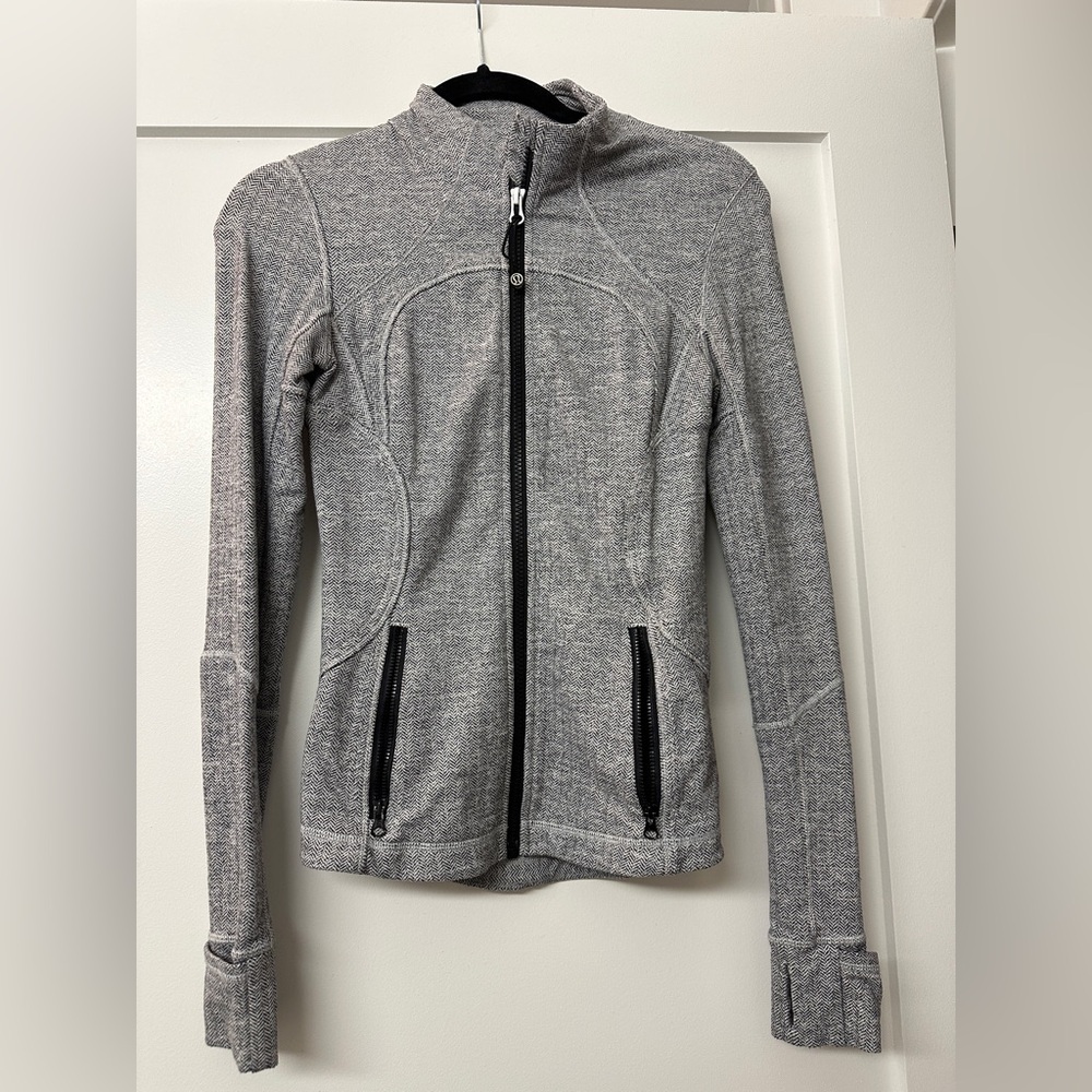 Gray Zip-Up Jacket with Black Accents